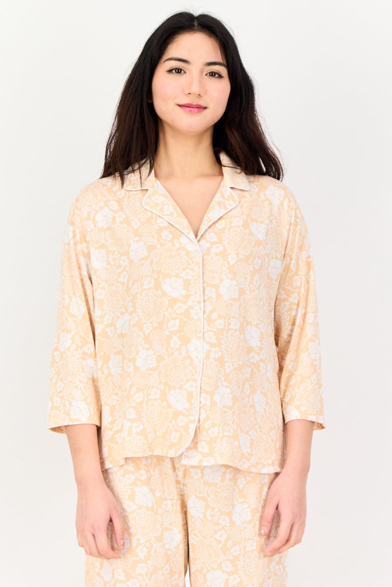 Jones New York Women 2 Pcs Floral Print Top And Bottom Pyjama Set, Multicolor - Image 2